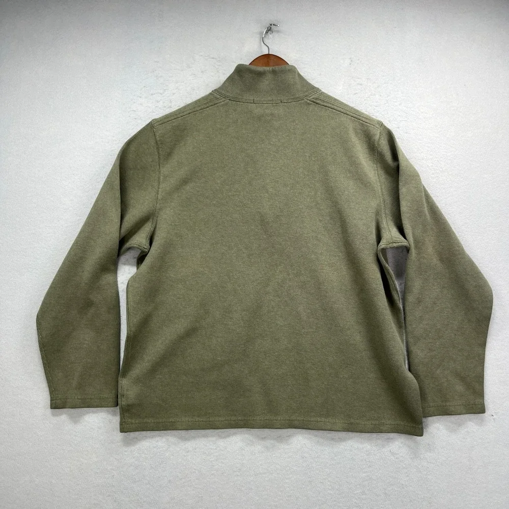 Banana Republic Sweater Mens XL Quarter Zip Olive Green Preppy Ribbed Outdoor